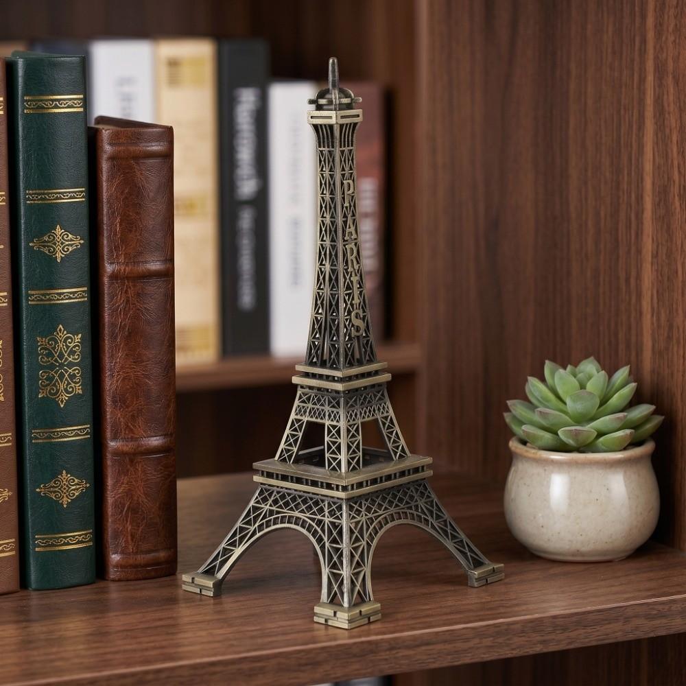 Bronze Tone Paris Eiffel Tower Figurine Statue Exquisite Craft Stylish Building Model Miniature Replica Creative