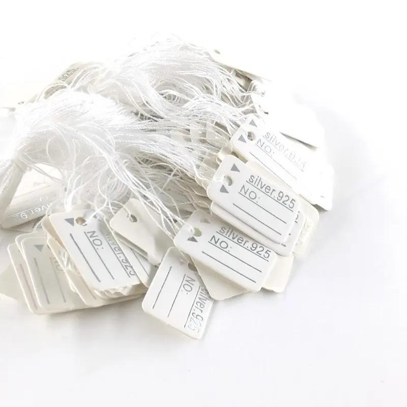 

Бирки для ювелирных изделий Визитные карточки 100 шт./лот Ценники Сделай сам Бирка на веревочке для ювелирных изделий Золотая и серебряная Маленькая бирка