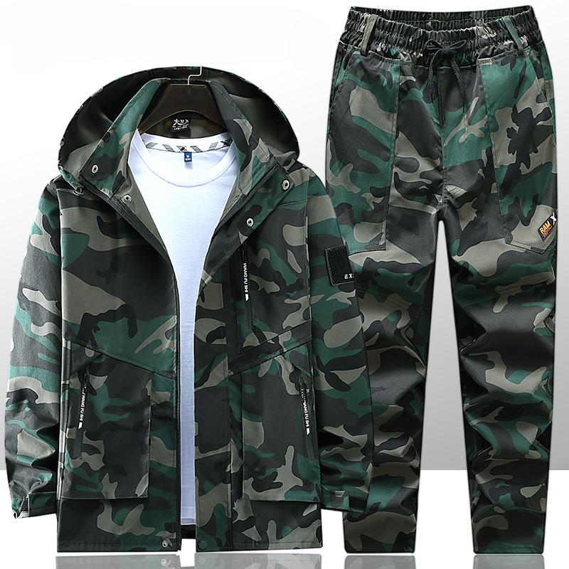 Spring and Autumn Jacket Suit Men's Windproof Outdoor Mountaineering Suit Leisure Sports Labor Insurance Work Clothes Suit