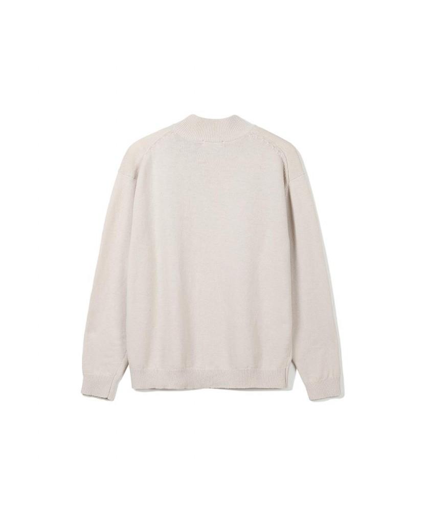NOTIG Wool Blend Half Turtleneck Long Sleeve Knit Beige_Okw2Swtn201I1