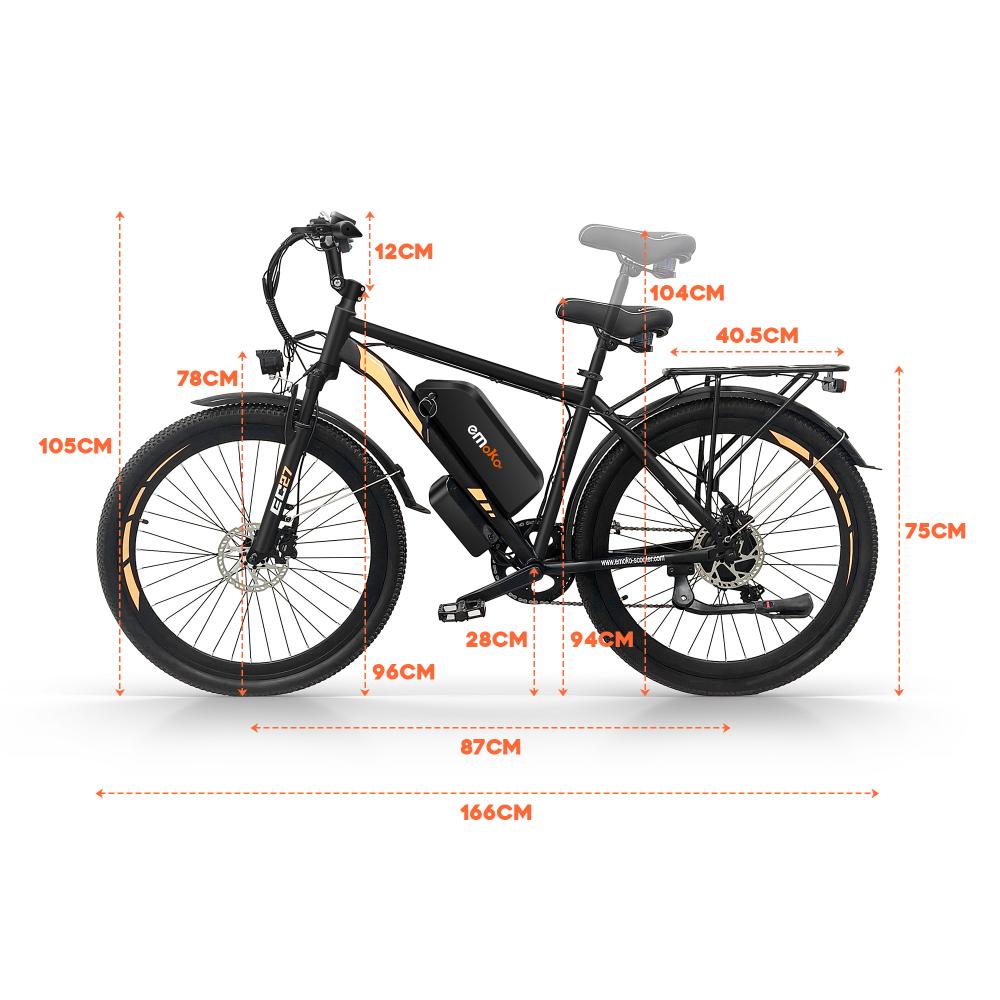 Emoko EC27-D City Cargo E-Bike with 500W 48V45Ah City Commuter E-Bike, Rear Cargo Rack, 27" Pedelec for Market Shopping & Delivery