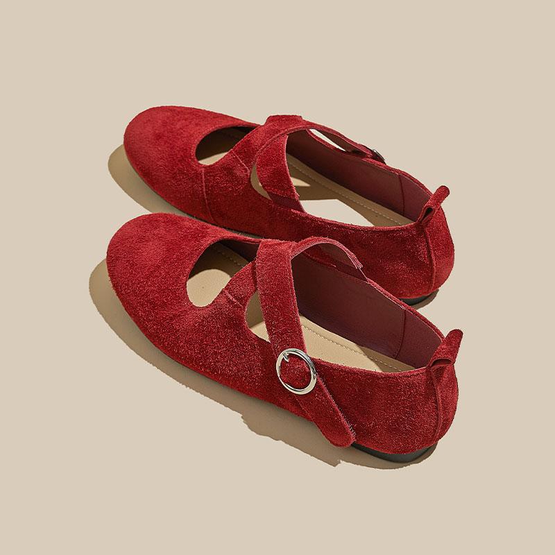 Mode 2025 Neue Damen Ballerinas mit Riemchen Mary Janes Flache Schuhe mit eckiger Zehenpartie Rutschfeste Schuhe Damen Slipper