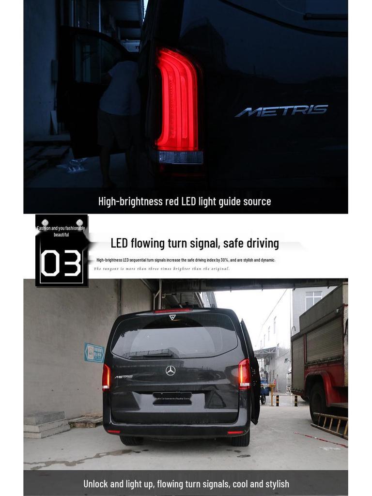 LED Tail Light Assembly for Mercedes-Benz V-Class: Daytime Running, Sequential Turn, Reversing, and Brake Lights