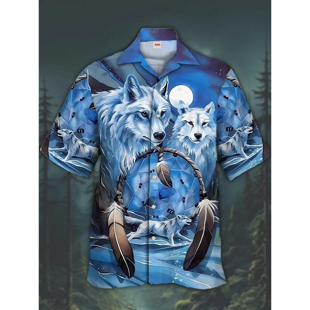 

Привлекающая внимание гравюра укиёэ с черным львом и крестом, 3D-печать, картина с волком, футболки с коротким рукавом для мужчин, модная гавайская рубашка XL