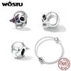 WOSTU 925 Sterling Silver Vintage Skull & Butterfly Charm Pendant Fit Original Bracelet Necklace For Women Jewelry