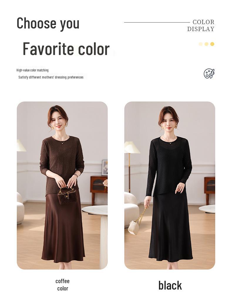Elegant Spring/Summer Two-Piece Camisole Dress & Cover-Up for Middle-Aged Women