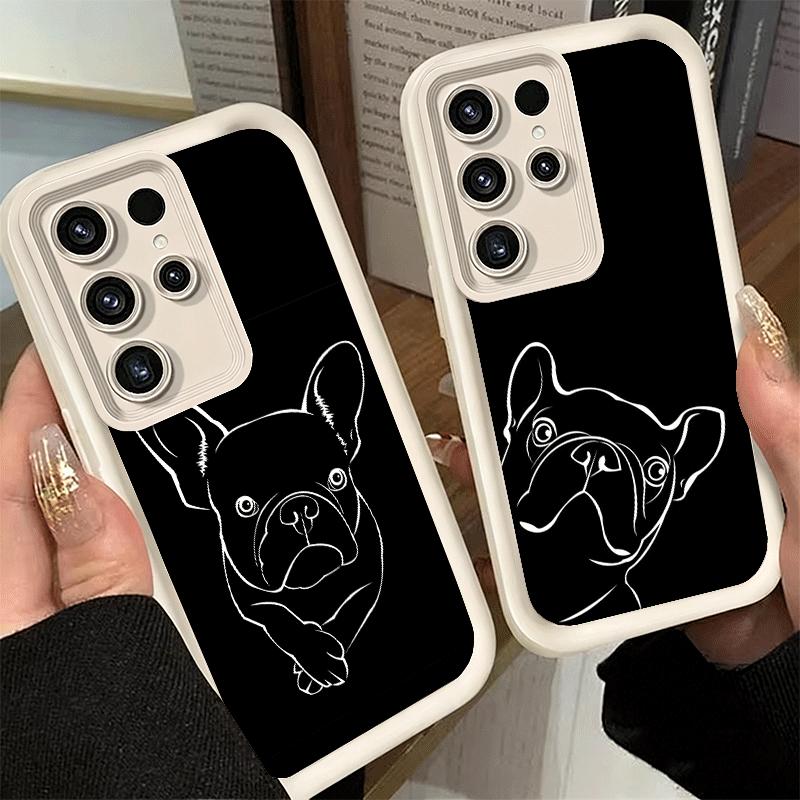 Phone Case for Samsung Galaxy S26 S25 Ultra S24 FE French Bulldog Black Desgin Shell S23 Plus S22 + S21 S20 5G Soft Silicone Fun