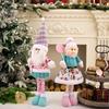 Retractable Christmas Doll with Retractable Legs Pink Santa Claus Snowman Elk Standing Doll for Home Display and Festive Window