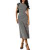 European Striped Knit Sleeveless Slim-Fit Sheath Dress - Mid-Length Women's Fashion 2025