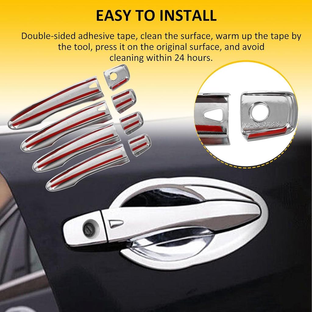 OCPTY 4PCS Door Handle Covers for Nissan Kicks (2017-2022), Maxima/Murano (2016-2022), Rogue (2014-2020), Rogue Sport (2017-2022) - Exterior Driver &