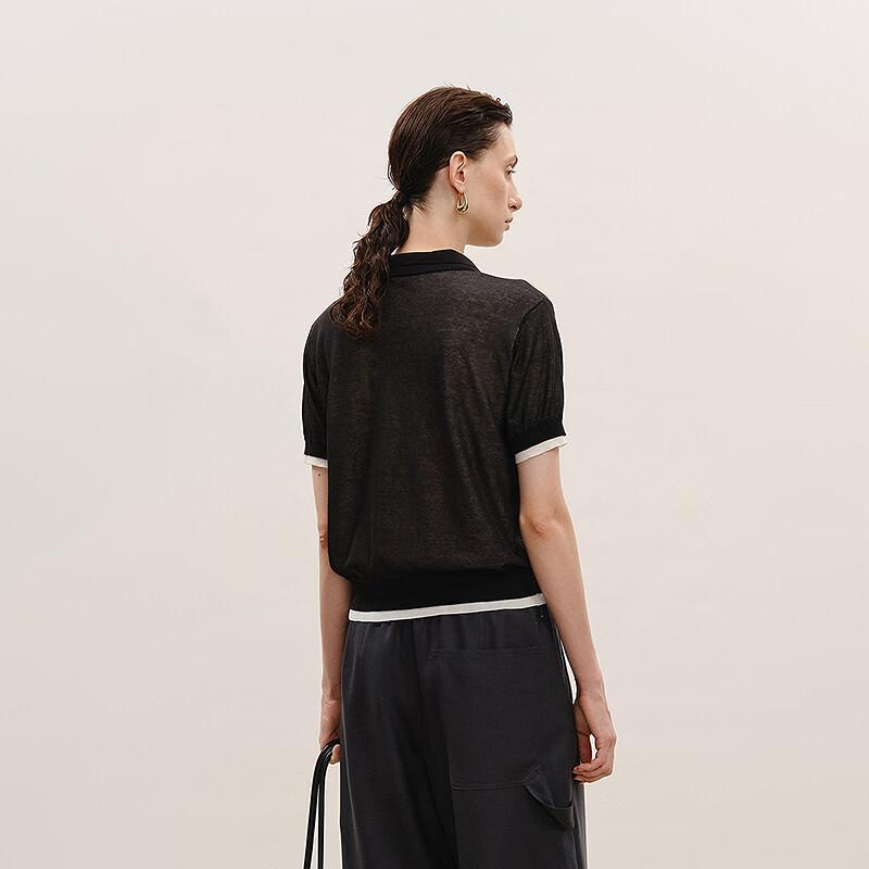 LESS 2026 Summer Lapel Short Sleeve Pullover Knit Top