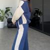 2024 Europe, America, Amazon cross-border women's clothing new fashion splicing contrasting color sports sweater temperament suit pants