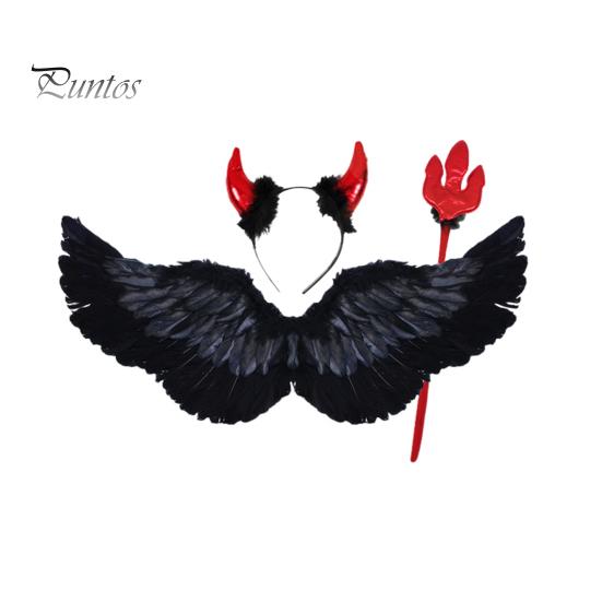 

Косплей ангельские крылья для детей, набор крыльев ангела с повязкой на голову и волшебной палочкой, искусственные перья, ангельские крылья для косплея на Хэллоуин D