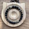 Faceted Chalcopyrite and Black Agate Bracelet