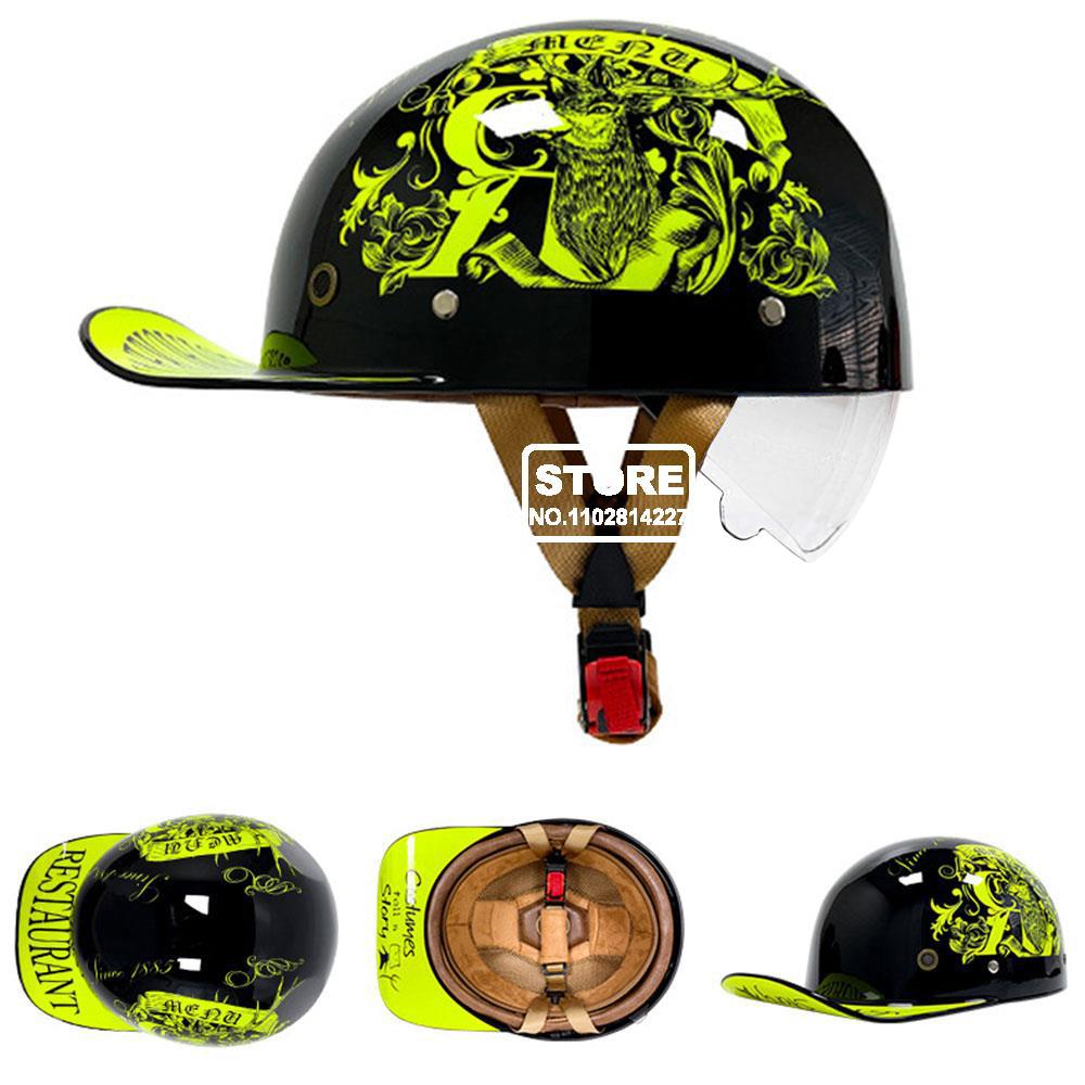 Motorbike Baseball Cap Half Helmet Riding Women Retro Motorcycle Half Helmet Anti Drop Motorcycle Scooter Helmet