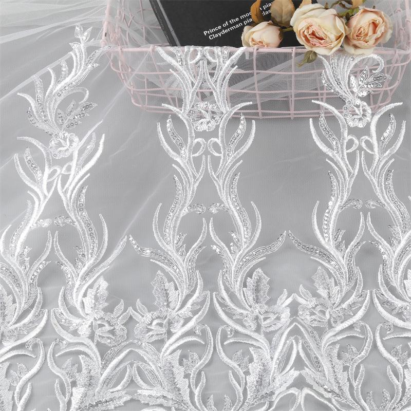 70Cm Large Sequined Lace Accessories Wedding Dress Veil Embroidery Jewelry Diy Material Curtain Fabric Decoration Accessories Factory