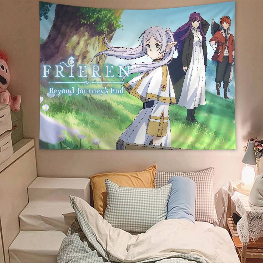 Hot Japan Anime Frieren Anime Tapestry Hanging Tarot Hippie Wall Rugs Dorm Home Decor