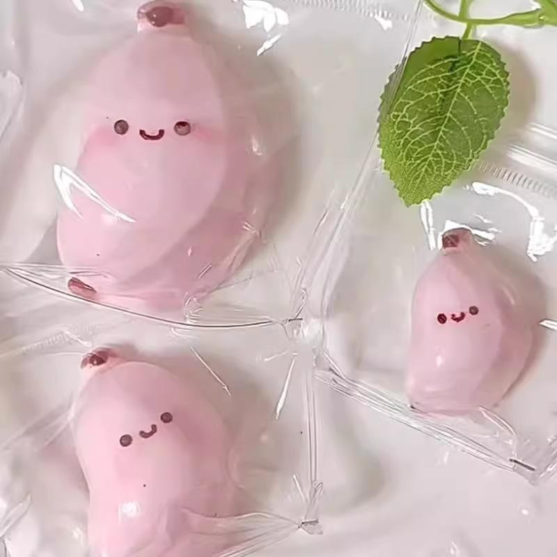 Taba Squishy Banana Squeeze Toy - Cute Stress Relief Fidget Sensory Toys for Kids Adults Soft Fake Food Prank Gift for Birthday