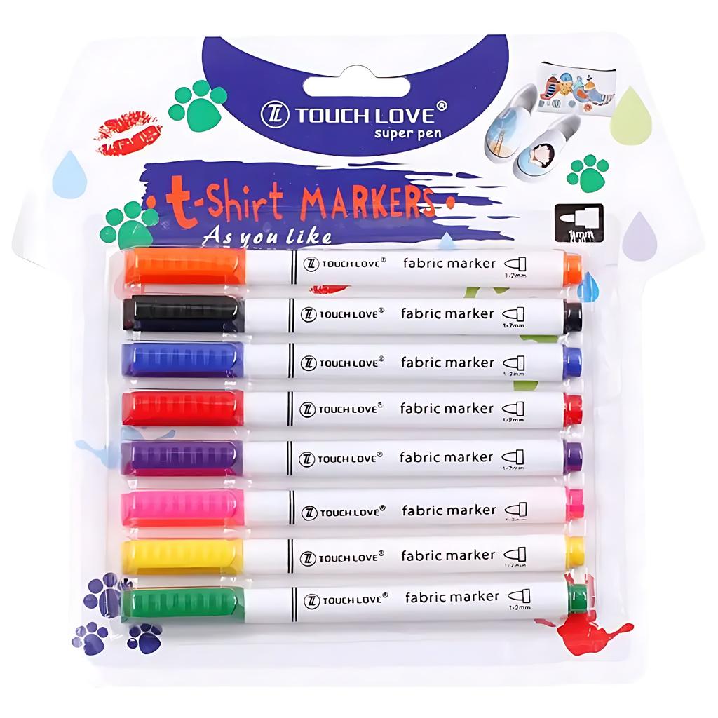 8-Piece Vibrant Waterproof Fabric & Textile Marker Set – Perfect for Customizing T-Shirts, Shoes, Clothes, Wood, Stone | DIY Art