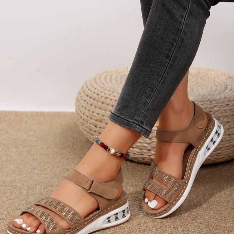 Fashion 2024 Summer New Designer Beach Shoes Open Toe Walking Shoes Women Sandals Wedges Shoes Casual Comfortable Thick Sole Sandals