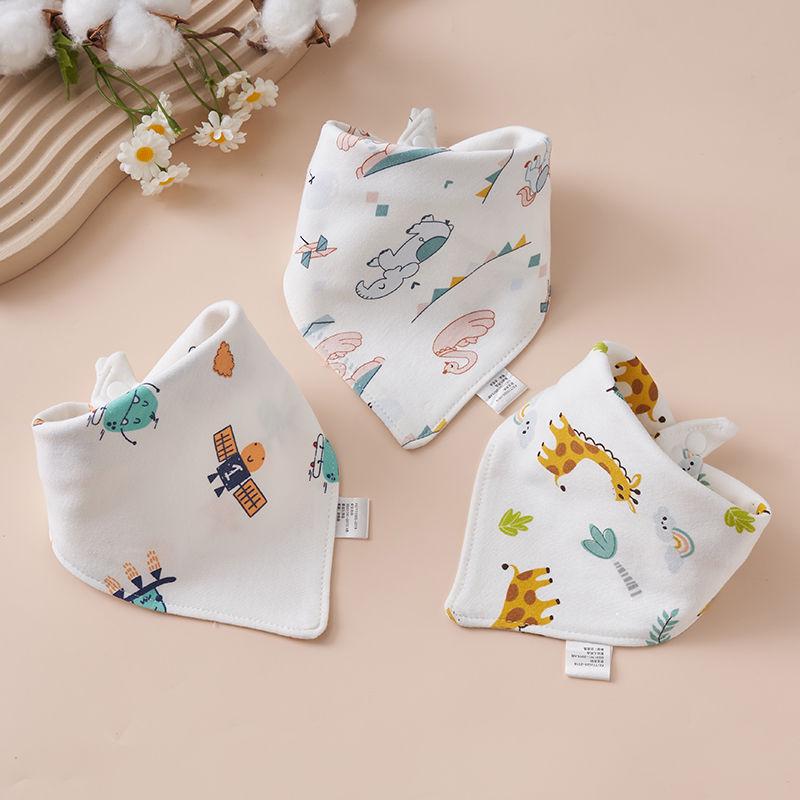 Newborn Pure Cotton Snap Bib - Double Layer Triangle Scarf for Babies