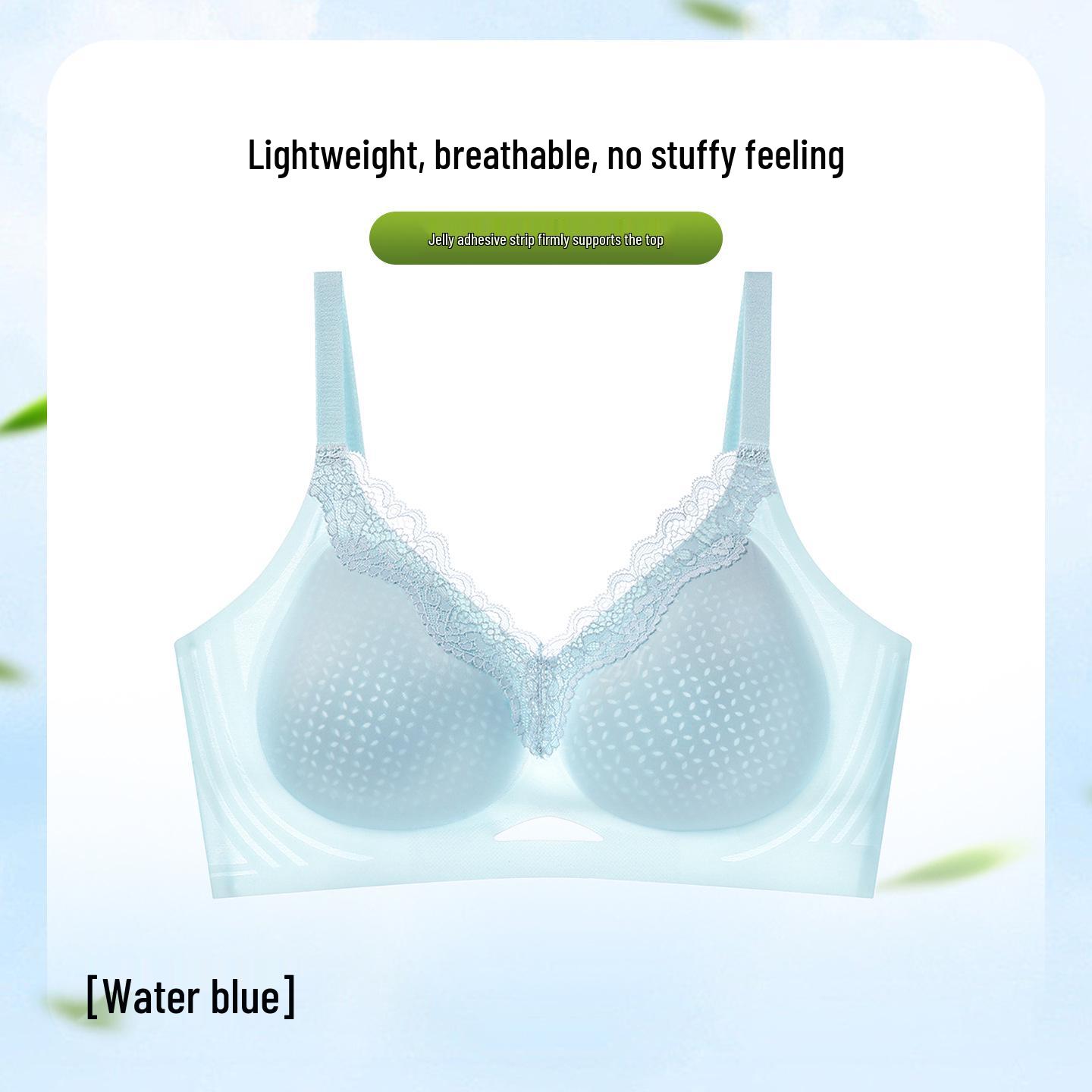 Ultra-thin Lace Plus Size Push-up Wire-free Bra for Women - Seamless, Breathable Support 5XL 180-200 jin or 46/105BCD голубой воды