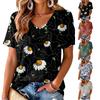 Women's V-Neck Short Sleeve Print Lightweight Blouse for Casual Summer Wear