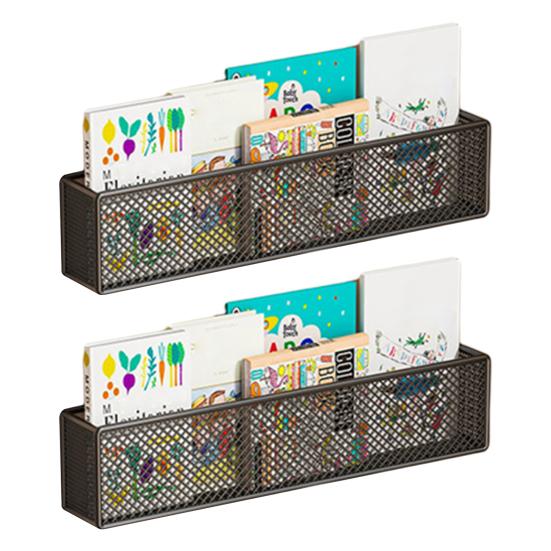1/2/3Pcs Storage Rack Metal Bookshelf Strong Load-bearing Simple Installation Multipurpose Wall Mount Record Holder Magazine Rack