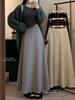 Korean Style High Waist Wool Midi Skirt - A-Line, Solid Color, Chic Slimming Skirt for Women, Autumn/Winter.