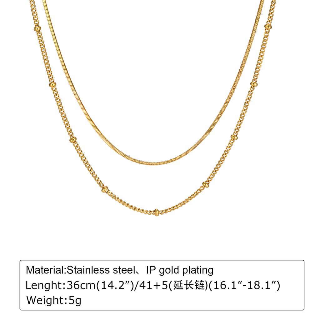 Trendy Double Satellite Chain Necklaces for Women Girls,Gold Color Stainless Steel Link Choker Collar Charm Necklace Party Gifts