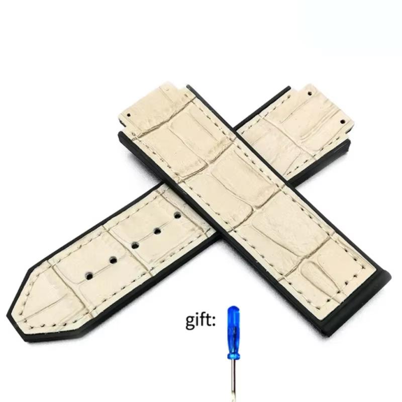 Genuine leather Watch Strap For HUBLOT Big Bang Series Bottom silicone Watch Bracelet 25mm-19mm Men's Accessories