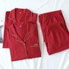 New Spring and Autumn Couple Knit Pajamas, Long-sleeved Trousers, Two-piece 100% Cotton Red Women's Home Clothes Suit