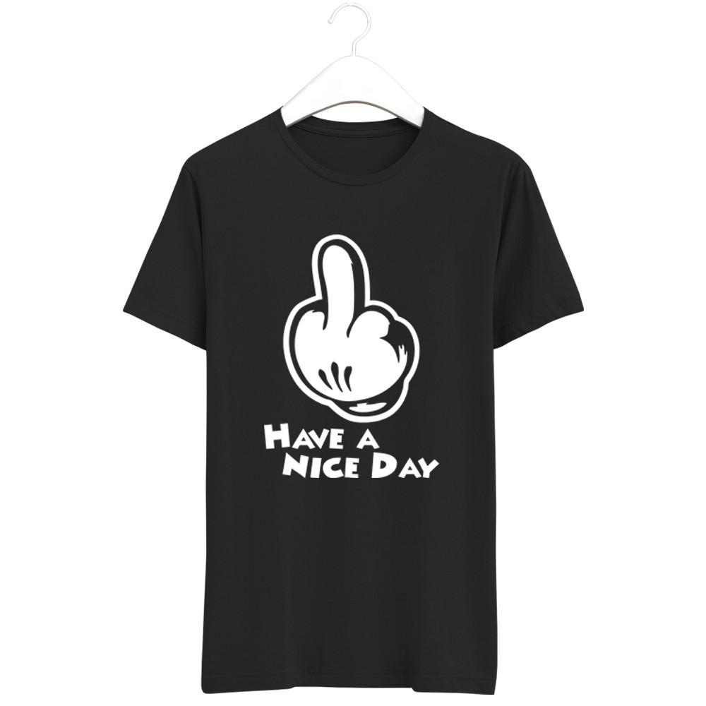Mickey Hands Have A Nice Day Middle Finger Dope Funny T-shirt Tee Gift New