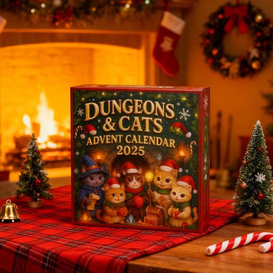 Yousheng Dungeons & Cats Advent Calendar 2025 24 Days Surprise Ornaments with Fantasy Feline Theme Christmas Countdown Decor for Tree Fans