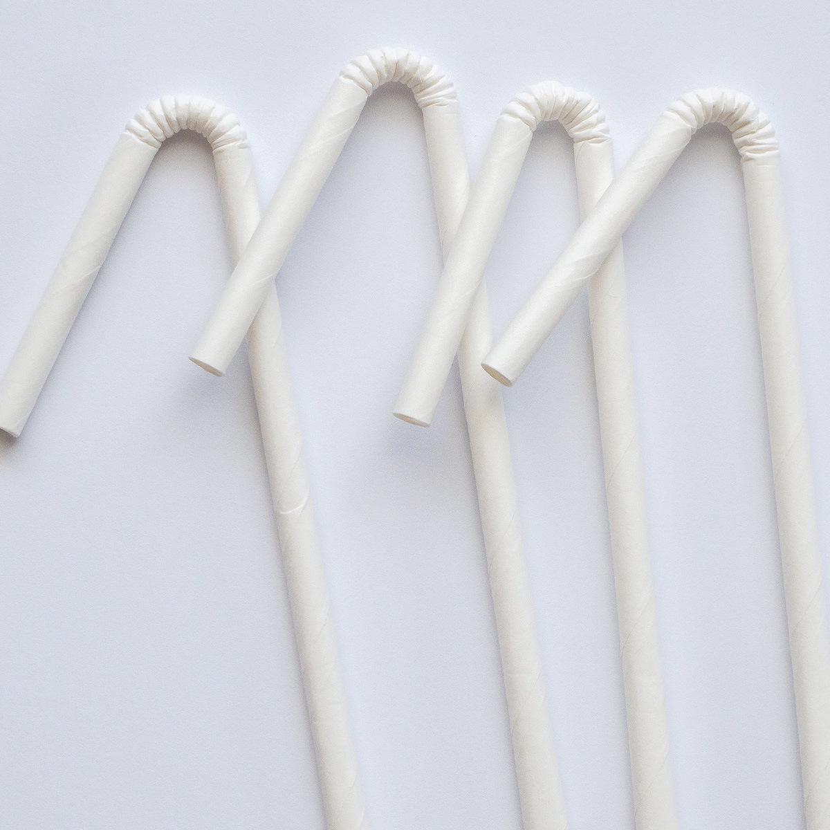 

Eco-Friendly Bulk Pack: 6x210mm Disposable Paper Bent Straws, Degradable, Single-Use