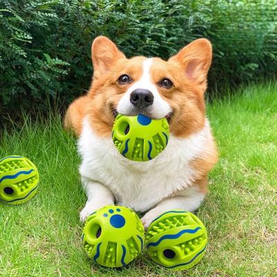Durable Squeaky Dog Ball Chew Toy For Large Dogs Interactive Bouncing Design ABS Teeth Cleaning Surfaces