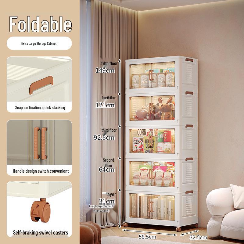 Foldable Baby Wardrobe & Snack Organizer for Living Room - No Installation Required