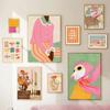 Mode Mädchen Hund Vase Blume Banane Abstrakt Poster und Drucke Wandkunst Leinwand Malerei Bild Hotel Bar für Wohnzimmer Dekor