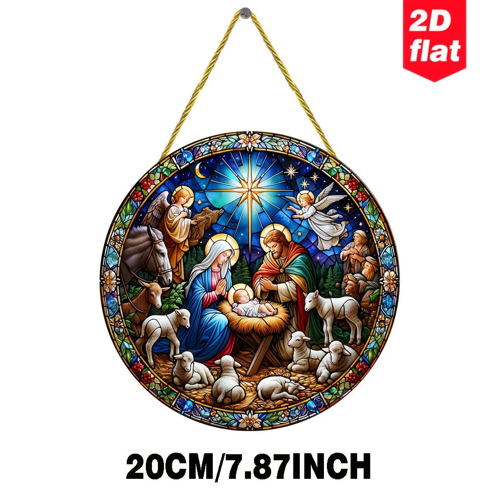 

2D плоская сцена Рождества религиозная тема ловец света, декоративная роспись, подходит для стен, окон, садов, подвески для украшения дома 20cm