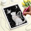 DIY White Cat Pearl Art Painting for Adults/Beginners Gift Home Decor Pearl Gem Paintings Picture Arts Craft 30x40cm Without Frame
