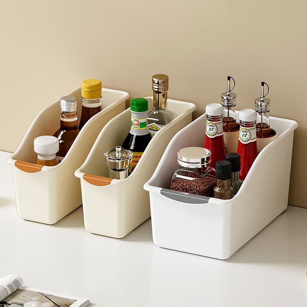 With Bottom Pulley Storage Box Plastic Desktop Organizer  Home Kitchen Office