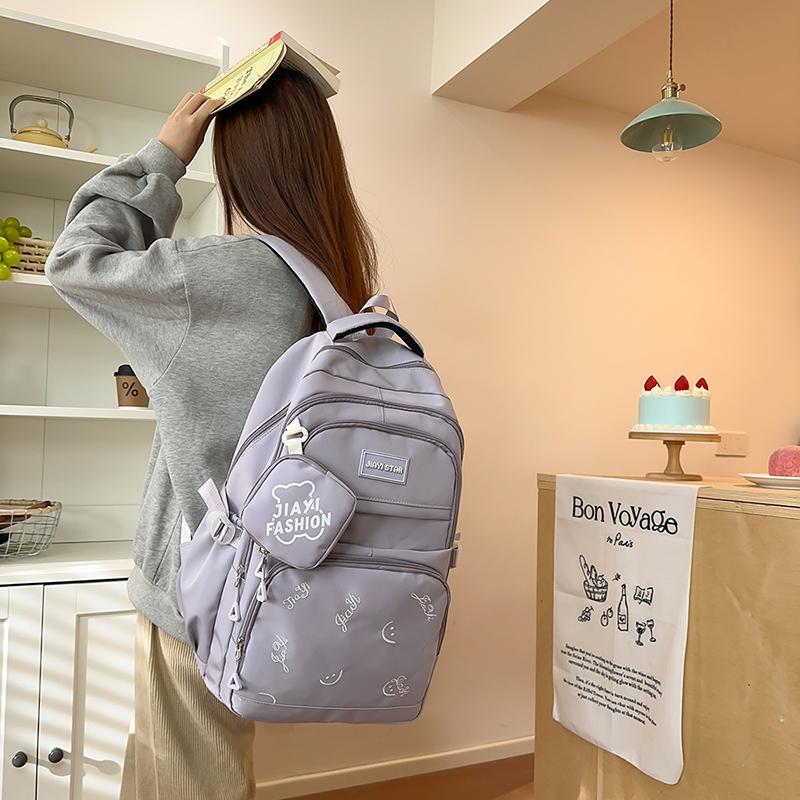 Print Backpack Middle School Student Schoolbag Large Capacity Backpack with Coin Purse