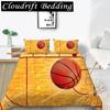 3D Basketball Duvet Cover Set Polyester Hand Catching Fire Basketball Sports Themed Bedding Set Queen Size Soft 3pcs Quilt Cover