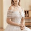 Solid Color Off Shoulder Sleeves With Pearls Detachable Shoulder Straps Bridal Sleeves  Wedding