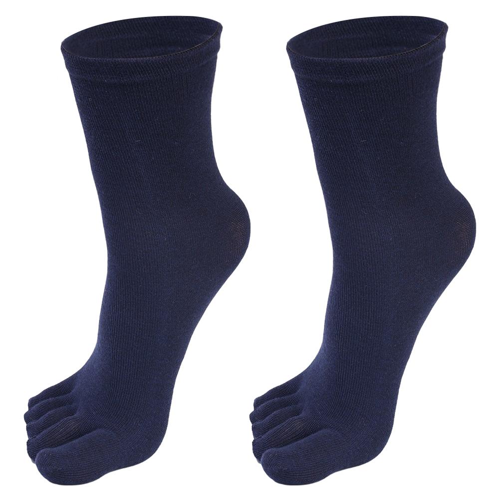 5 Paia Calzini alla Caviglia a Dita Separate per Uomo Donna Calzino Monocolore a Cinque Dita Calzino Sportivo da Corsa in Cotone Assorbente Sudore Calzino a Tubo Medio con Dita Separate