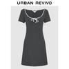 UR Damen Freizeitkleid mit Kontrastbesatz, kurzen Ärmeln und A-Linien-Schnitt
