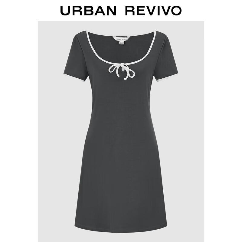 

UR Women s Casual Contrast Trim Short Sleeve A-Line Dress XS