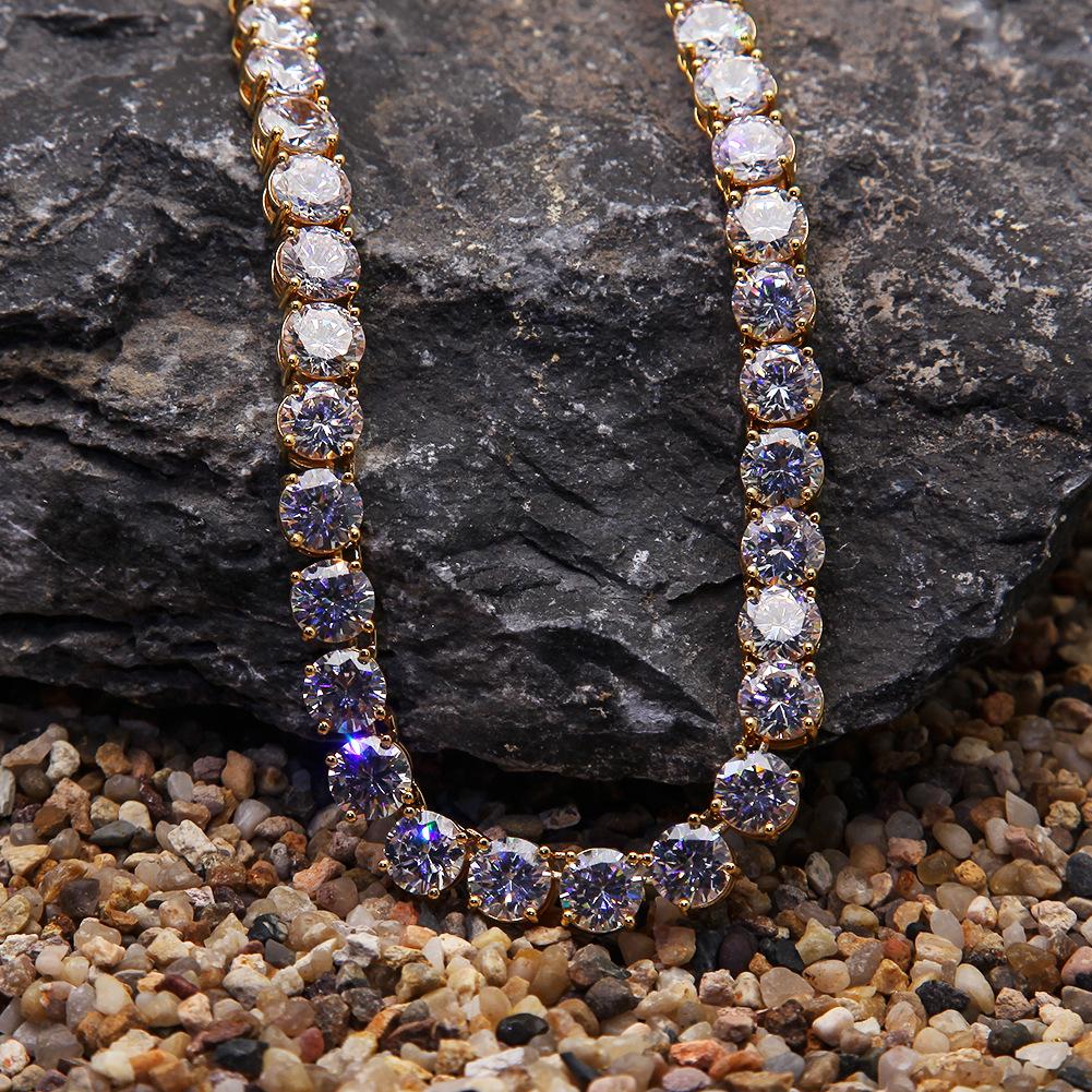 European & American Copper 8mm Zirconia Tennis Chain Necklace - Hip Hop Retro Style Jewelry