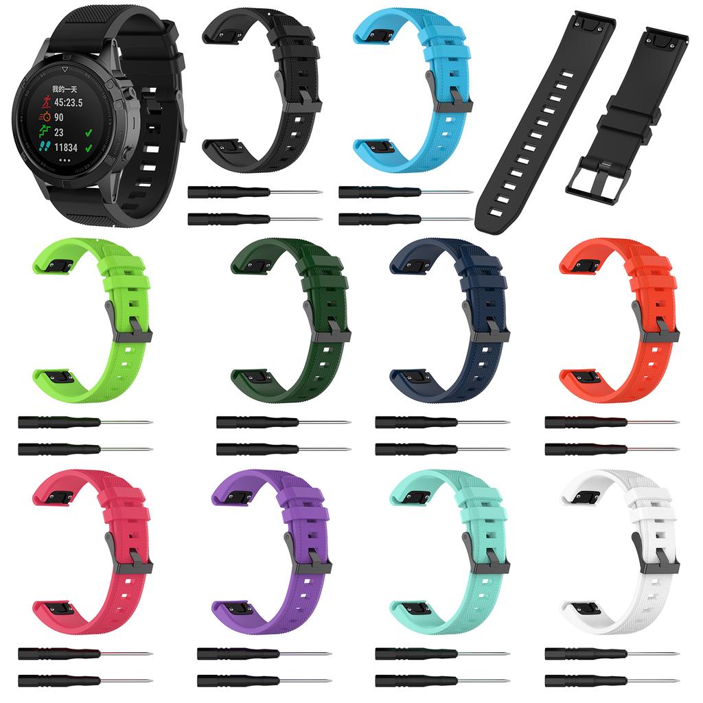 22mm Silicone Watch Band for Garmin Fenix 5/Forerunner 935 945/Quatix 5/Quatix 5 Sapphire/Approach S60 Twill Texture Wrist Strap