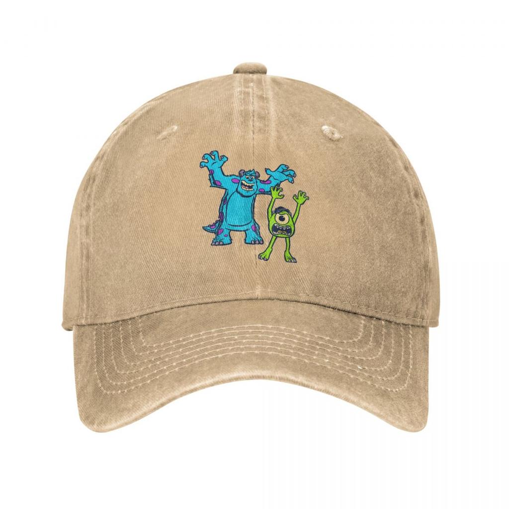 Vintage Monsters University Sulley And Mike Baseball Caps for Men Women Distressed Cotton Sun Cap Outdoor Summer Hats Cap